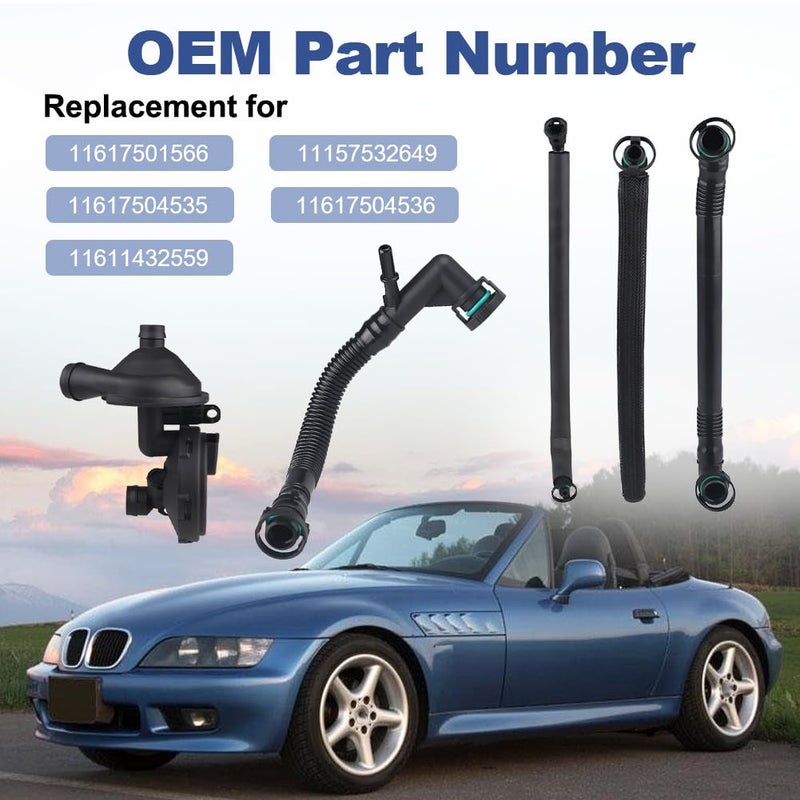 WATERWICH PCV Crankcase Vent Valve Breather Oil Separator Hose Kit Compatible with BMW E46, E39, E60 320i, 323i, 325, 325i, 528i Replaces# 11617501566 11157532649 11617504535 11617504536 - Image 2